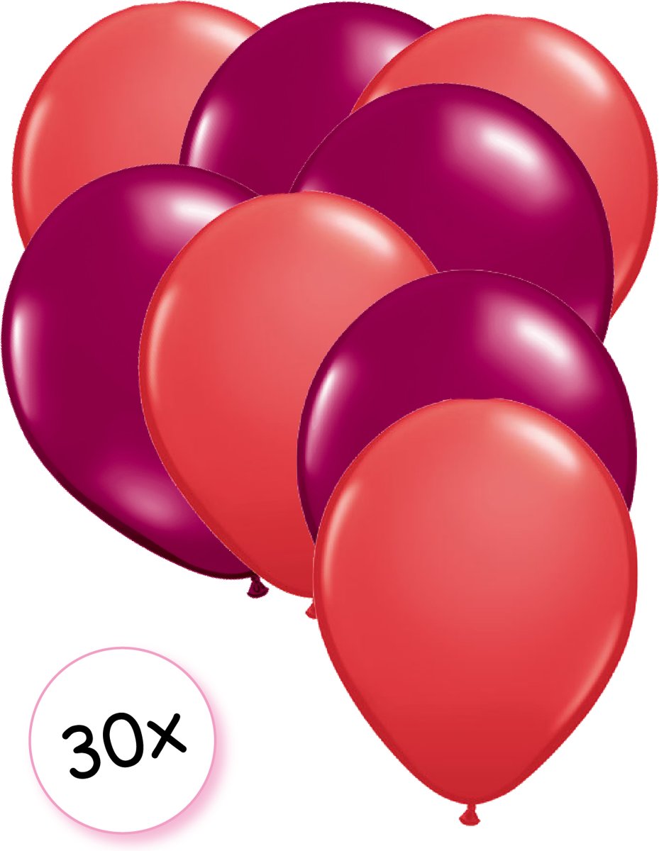 Ballonnen Rood & Fuchsia 30 stuks 27 cm